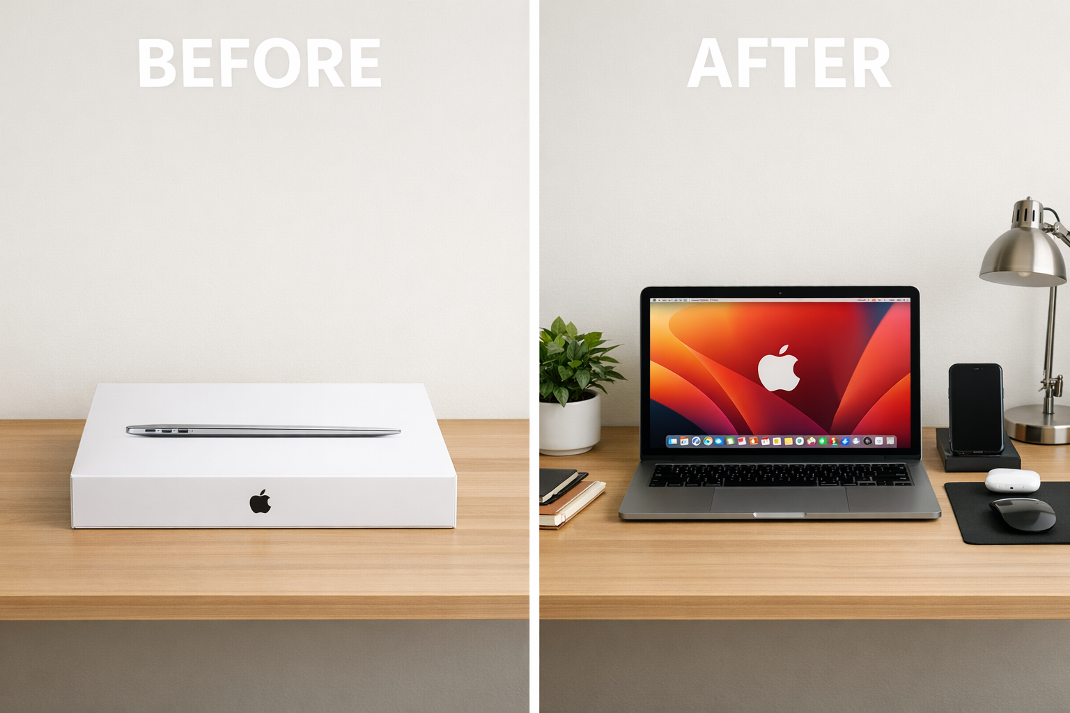 Before and after laptop tune-up and setup